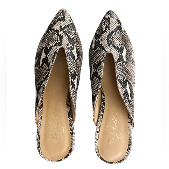 42 GOLD Shoes - Snakeskin high heel mules